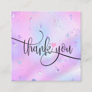 modern script iridescent thank you for your order square business card