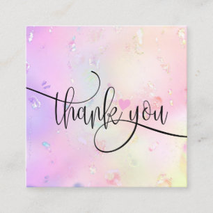 modern script iridescent thank you for your order square business card