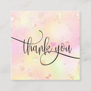 modern script iridescent thank you for your order square business card