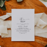 Modern Script It's A Boy Baby Shower Invitation<br><div class="desc">This modern script it's a boy baby shower invitation is perfect for a minimalist baby shower. The simple black and white design features unique industrial lettering typography with modern boho style. Customisable in any colour. Keep the design minimal and elegant, as is, or personalise it by adding your own graphics...</div>