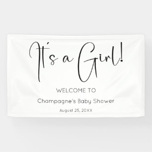 Modern Script It's A Girl Baby Shower Banner