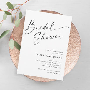 Modern Script Ivory Boho Bridal Shower Invitation
