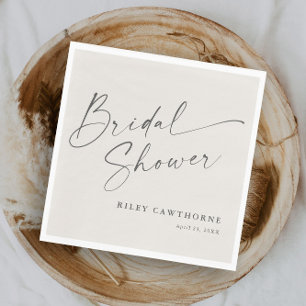 Modern Script Ivory Boho Bridal Shower Napkin