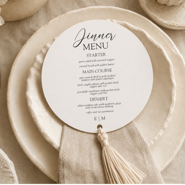 Modern Script Ivory Formal Wedding Menu (Modern Script Ivory Formal Wedding Menu)