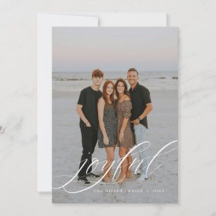 Modern Script Joyful Christmas Photo Holiday Card