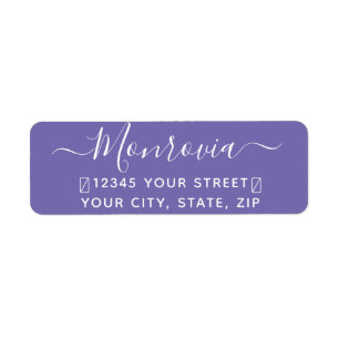 Modern Script Lavender Return Address Label