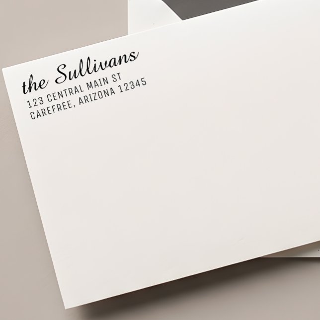 Modern Script Left Aligned Return Address Self-inking Stamp (Creator Uploaded)