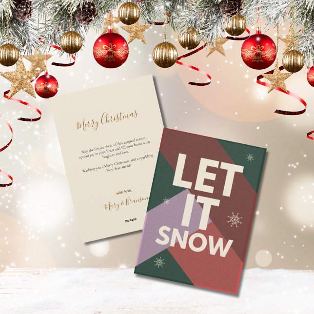 Modern Script Let it Snow Non Photo Christmas Holiday Card (Modern Let it Snow Christmas Card)