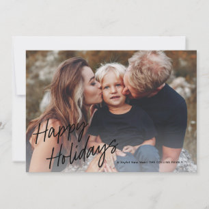 Modern Script Lettering 2 Photo Holiday Card