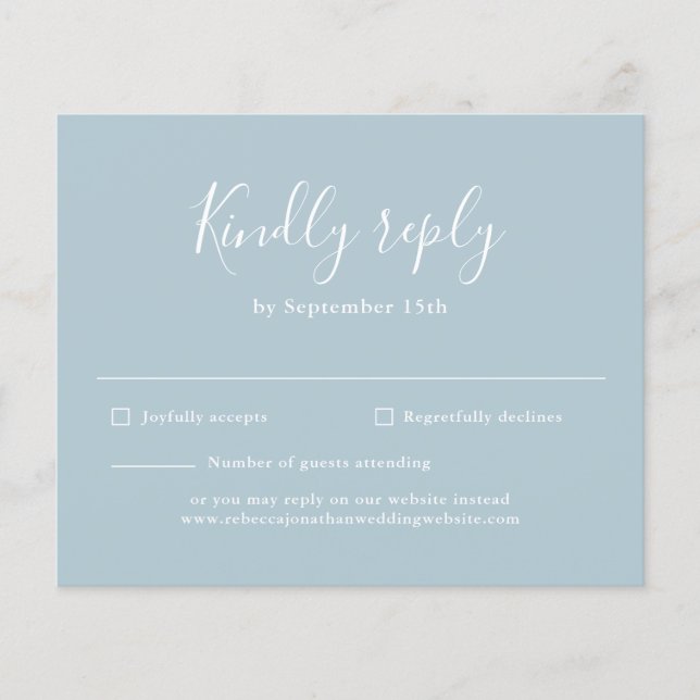 Modern Script Light Blue Budget Wedding RSVP  Flyer (Front)