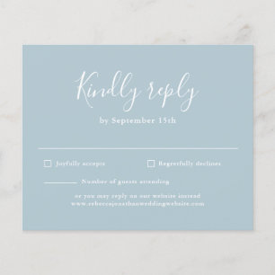 Modern Script Light Blue Budget Wedding RSVP  Flyer