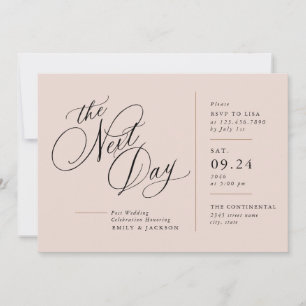 Modern Script Line Block Post Wedding Invitation