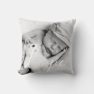 Modern Script Love Baby Photo  Cushion