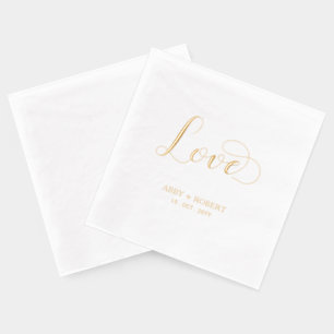 Modern Script Love Couples Name Custom Wedding Foil Napkins