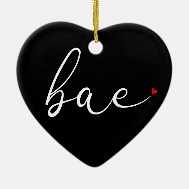 Modern Script Love Heart Bae Definition Ceramic Tree Decoration (Front)