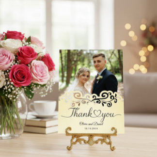 Modern Script Love Heart Wedding Flat Thank You Po Postcard