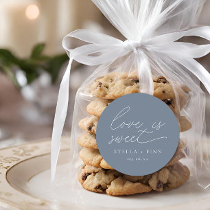 Modern Script Love Is Sweet Wedding Classic Round Sticker