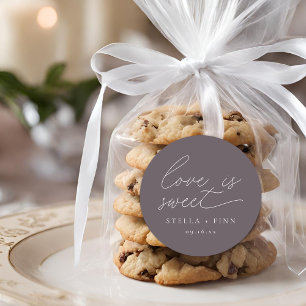 Modern Script Love Is Sweet Wedding Classic Round Sticker