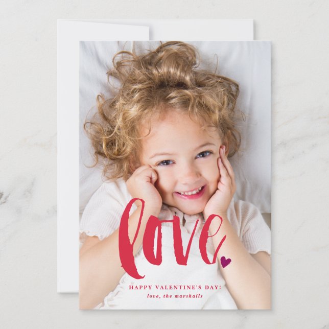 Modern Script Love Photo Valentine's Day Holiday Card (Front)