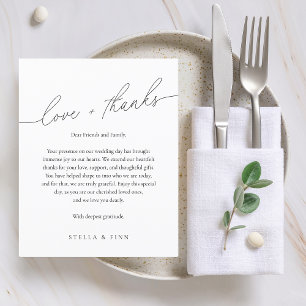 Modern Script Love + Thanks Wedding Place Card