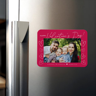 Modern Script Magenta Valentine's Day Photo Magnet