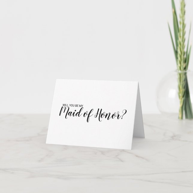 Modern Script Maid of Honour Proposal Card (Front)