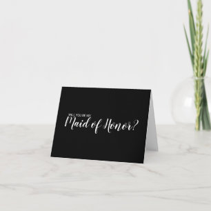 Modern Script Maid of Honour Proposal Card