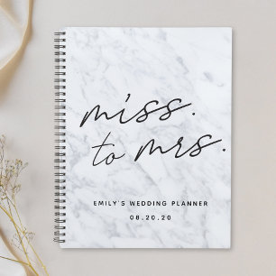 Modern Script Marble Miss to Mrs. Bridal Wedding Planner