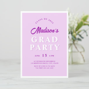Modern Script Mauve Edgy Graduation Party Photo Invitation