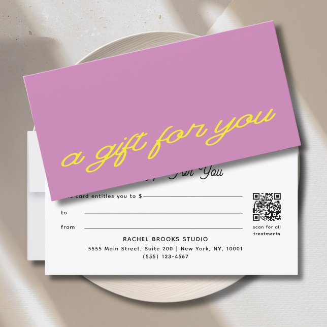Modern Script Mauve Pink QR Code Gift Certificate (Modern Script Mauve Pink QR Code Gift Certificate)
