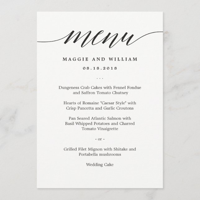 Modern Script Menu Card (Front)