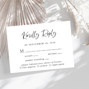 Modern Script Menu Choice Wedding RSVP Card
