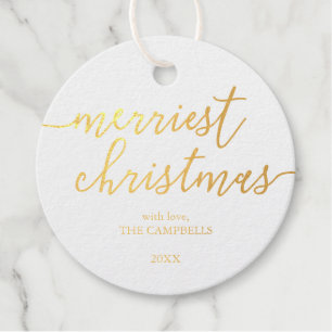 Modern Script "Merriest Christmas" Photo Favour Tags