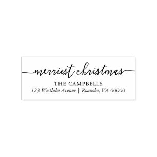 Modern Script "Merriest Christmas"  Rubber Stamp