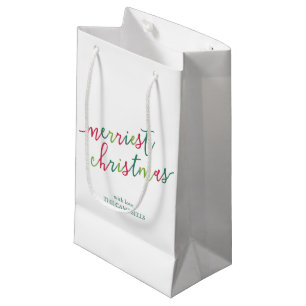 Modern Script "Merriest Christmas"  Small Gift Bag