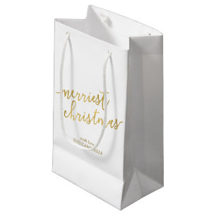 Modern Script "Merriest Christmas" Small Gift Bag