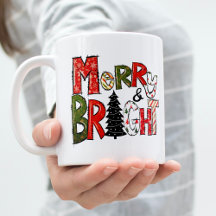 Modern Script Merry And Bright Colourful Christmas