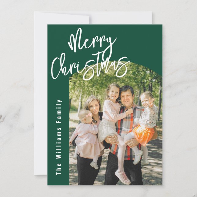 Modern Script Merry Christmas Arch Christmas Photo Card (Front)