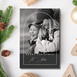 Modern Script Merry Christmas Arch Photo Holiday Postcard