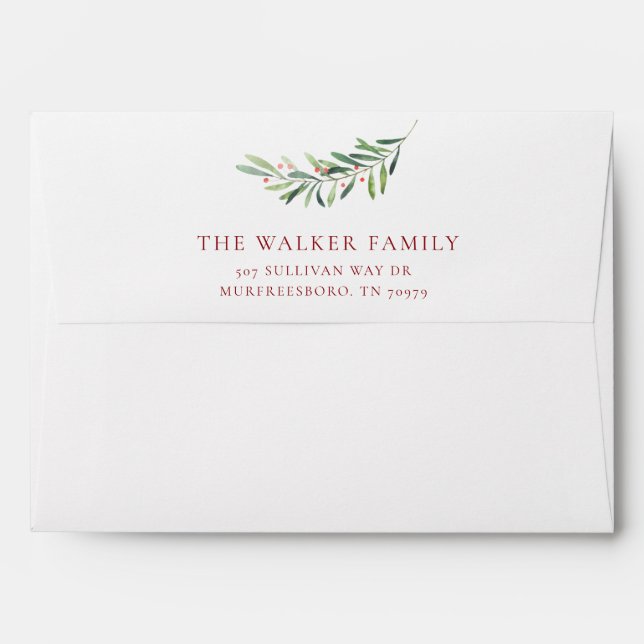 Modern Script Merry Christmas Holiday Envelope (Back (Top Flap))