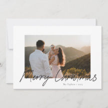 Modern Script Merry Christmas Photo Card 