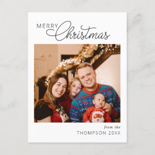 Modern Script Merry Christmas Photo Christmas Postcard