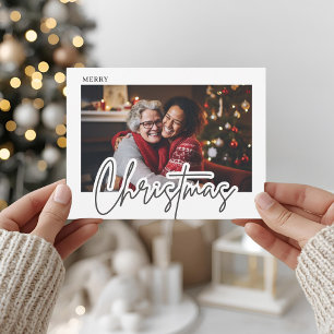 Modern Script Merry Christmas Photo Postcard