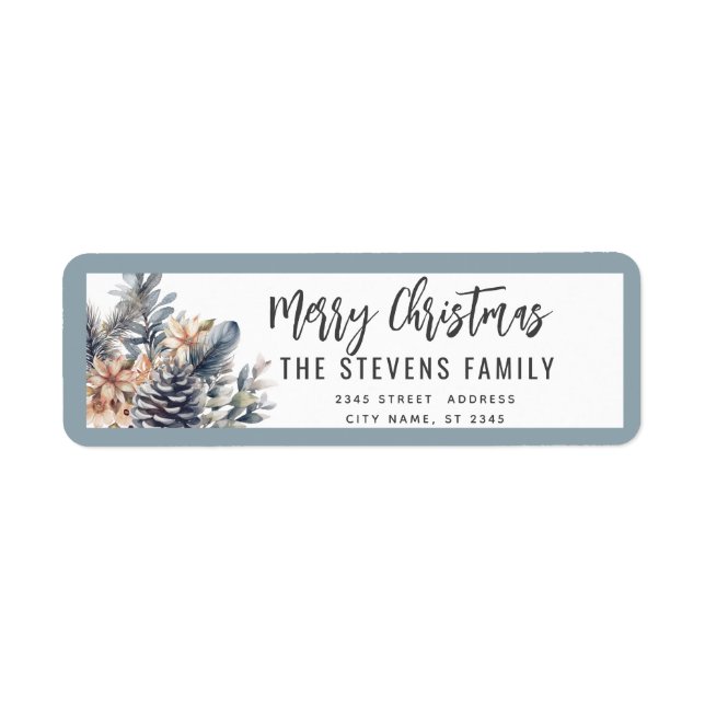 Modern script Merry Christmas pine cone floral (Front)