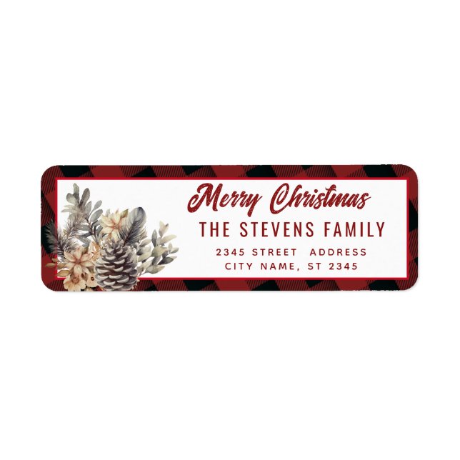 Modern script Merry Christmas pine cone floral (Front)