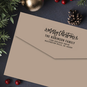 Modern Script Merry Christmas Return Address Self-inking Stamp