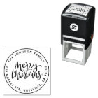 Modern Script Merry Christmas Round Return Address