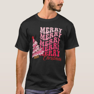 Modern Script Merry Christmas  Santa Hat Christmas T-Shirt