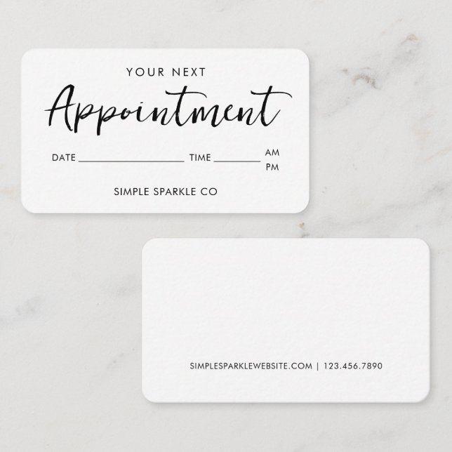 Modern Script Minimal Appointment Reminder Card (Front/Back)