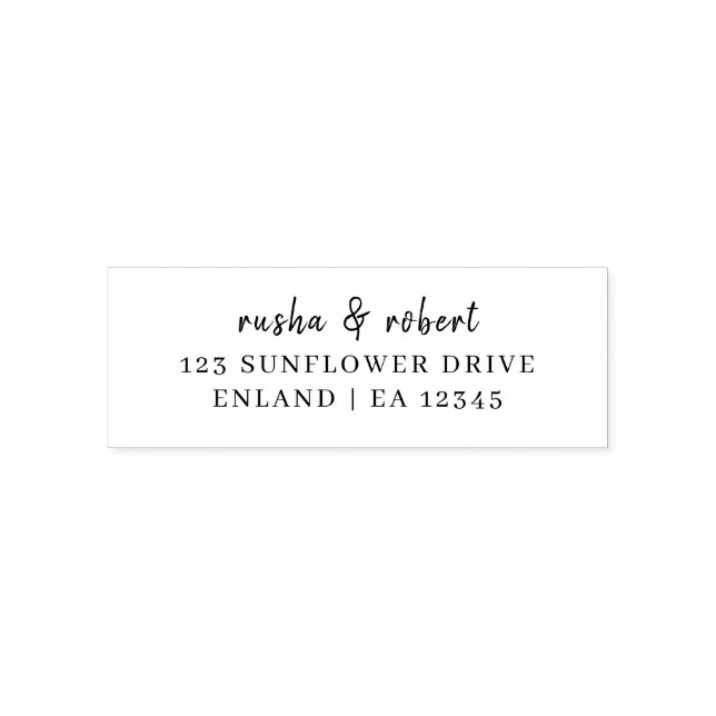 Modern Script Minimal Couple Wedding Address Self-inking Stamp (Design)